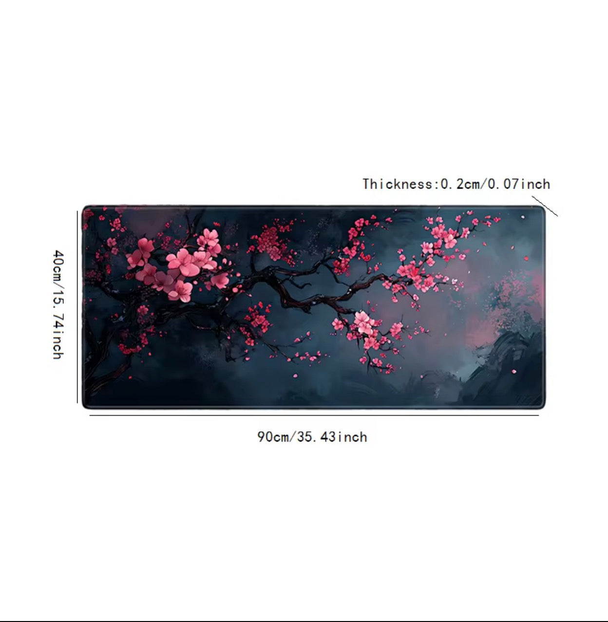 Black and cherry 90cm x 40cm desk pad